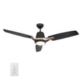 thumbnail image 1 of 52" 3 Blade Ceiling Fan with Smart Wall Control & Light Black/Gold Finish, 1 of 7