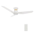 thumbnail image 1 of 52" 3 Blades Flush Mount Indoor Ceiling Fan with Remote and Light, White/Gold, 1 of 8