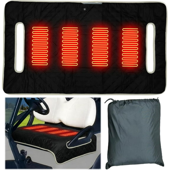 52 * 32 inch-Heated Golf Cart Seat Cover,Non-Slip Winter Golf Cart Seat Warmer Towel Blanket for 2-Person Seats Club Car, Golf Cart Accessories Gift for Men
