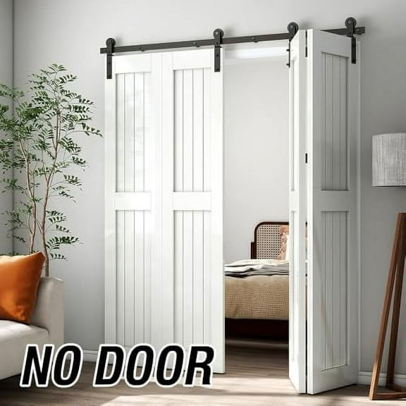52"/4.3FT Bi-Folding Sliding Barn Door Hardware Kit for 4 Doors, Bi Fold Barn Door Hardware Fit Door Opening Width 48",Smoothly and Quietly,Easy to Install,No Door Panel (Side Mounted Hanger)