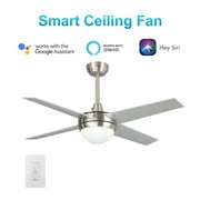 52" 4 Blade Smart Ceiling Fan with Wall Control, Light Kit Included
