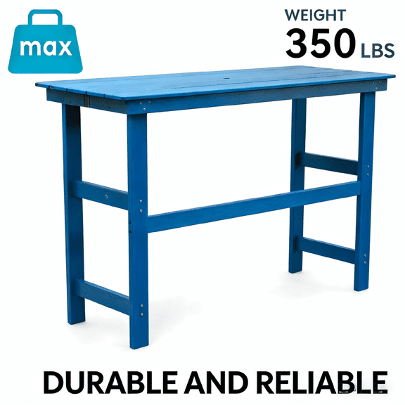52.4" Navy Blue HDPE Outdoor Bar Table, All-Weather Patio Counter Table