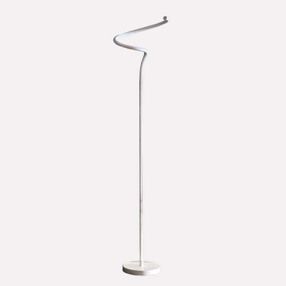 52.5-Inch LED Matte White Curvilinear S-Curve Spiral Tube Angled Floor Lamp