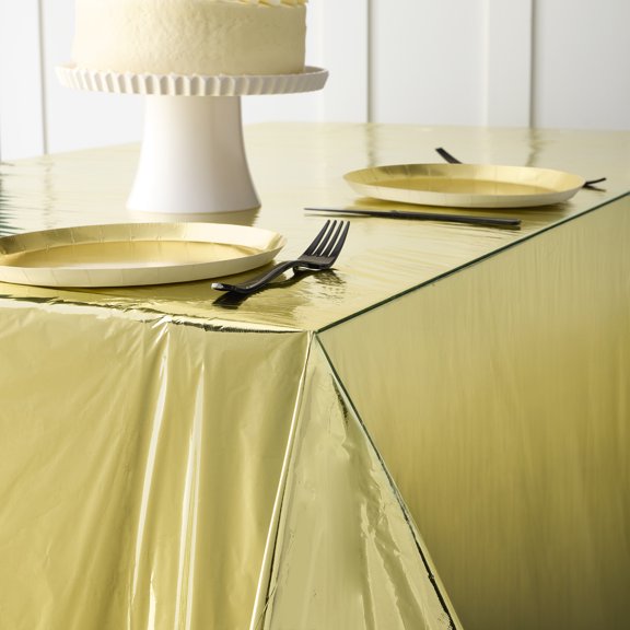 52.5" x 9ft Gold Table Cover by Celebrate It – Paper & Polyethylene - Spot Clean Only - Ideal for Parties - Events & Backdrops - 12 Pack