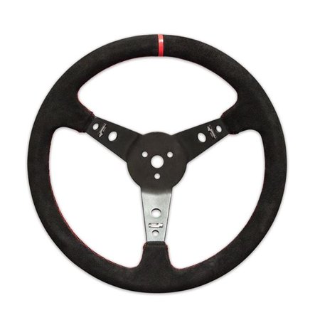 52-56797 Pro Aluminum Suede Dished Steering Wheel - 15 in. Black