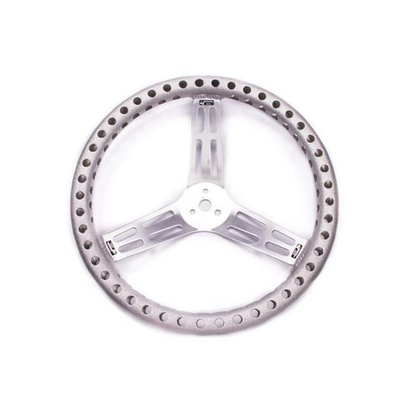 52-56837 15 in. Uncoated Aluminum Steering Wheel - Drilled, Dished