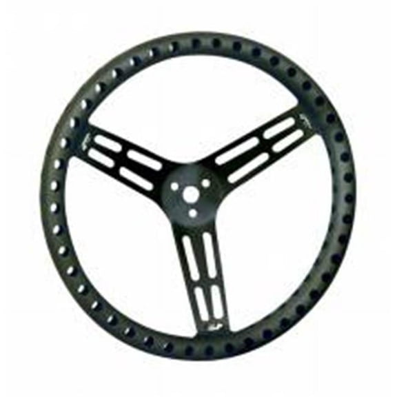 52-56838 15 in. Ultra Lightweight Uncoated Black Aluminum Steering Wheel - Drilled