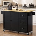 thumbnail image 1 of 52.7" Rolling Kitchen Island with Storage & Drop Leaf, Adjustable Shelf, Spice & Towel Rack for Small Kitchen & Dining Room, Black, 1 of 8
