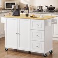 thumbnail image 1 of 52.7" Rolling Kitchen Island with Storage & Drop Leaf, Adjustable Shelf, Spice & Towel Rack for Small Kitchen & Dining Room, White, 1 of 8