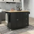 thumbnail image 1 of 52.7" Width Rolling Mobile Kitchen Island with Solid Wood Top and Locking Wheels, Moveable Kitchen Island Cart with Storage Cabinet, Drop Leaf Breakfast Bar, Spice Rack, Towel Rack, Drawer, 1 of 26