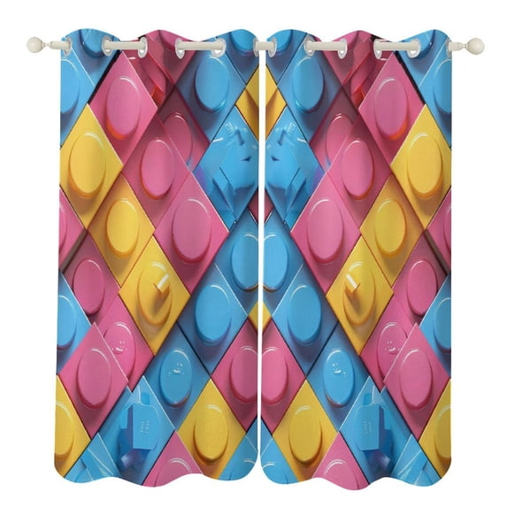 52×72in Perforated Curtain Two Symmetrical Pieces Heat Insulation Sun ...