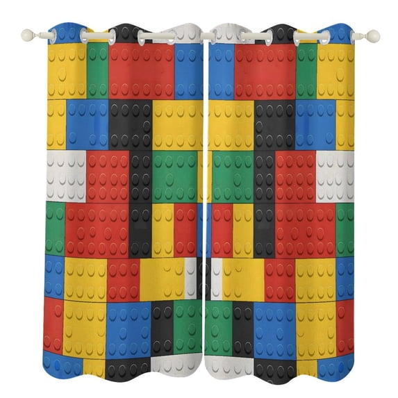 52×72in Perforated Curtain Two Symmetrical Pieces Heat Insulation Sun ...