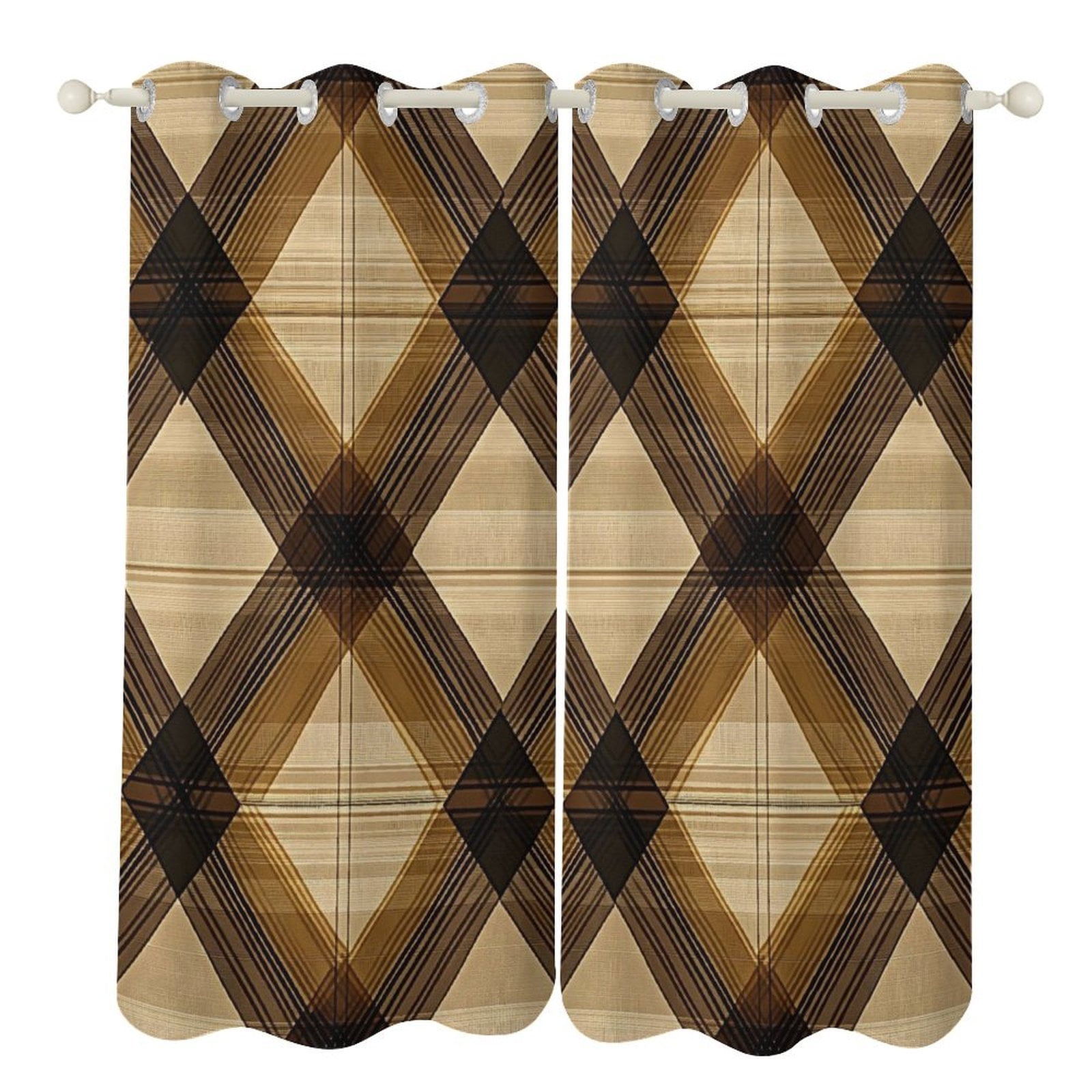 52×72in Perforated Curtain Two Symmetrical Pieces Heat Insulation Sun ...