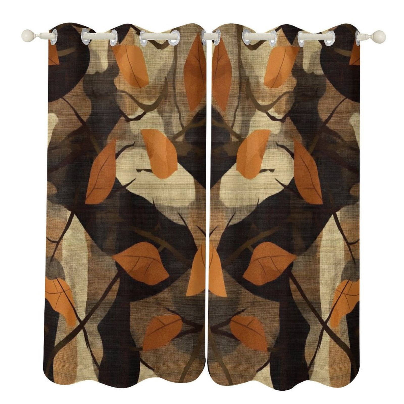 52×72in Perforated Curtain Two Symmetrical Pieces Heat Insulation Sun ...