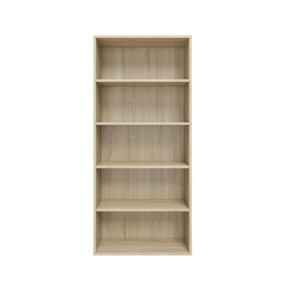 52.83 in. Tall Natural Oak Wood 5-Shelf Etagere Bookcase with Adjustable Shelves