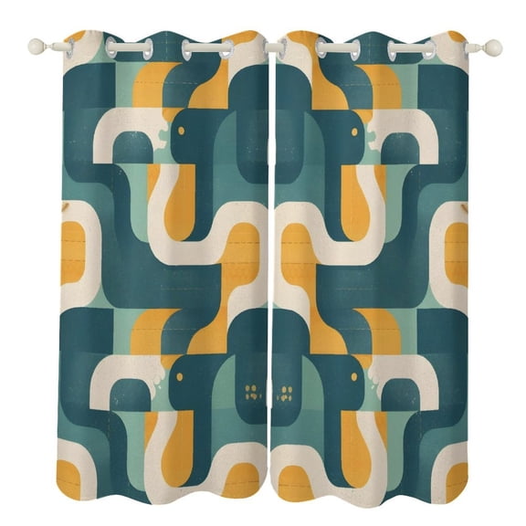 52×84in Perforated Curtain Two Symmetrical Pieces Heat Insulation Sun Protection Soft Skin-Friendly And Washable Snake Print Style SlateBlue_1
