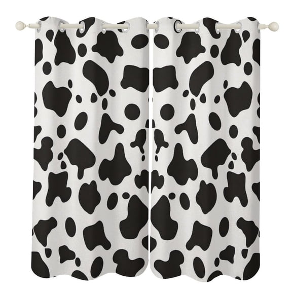 52×84in Perforated Curtain Two Symmetrical Pieces Heat Insulation Sun Protection Soft Skin-Friendly And Washable Simple Cow Print Pattern, Vector Art Style_3