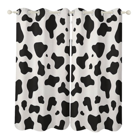 52×84in Perforated Curtain Two Symmetrical Pieces Heat Insulation Sun Protection Soft Skin-Friendly And Washable Simple Cow Print Pattern, Vector Art Style_1