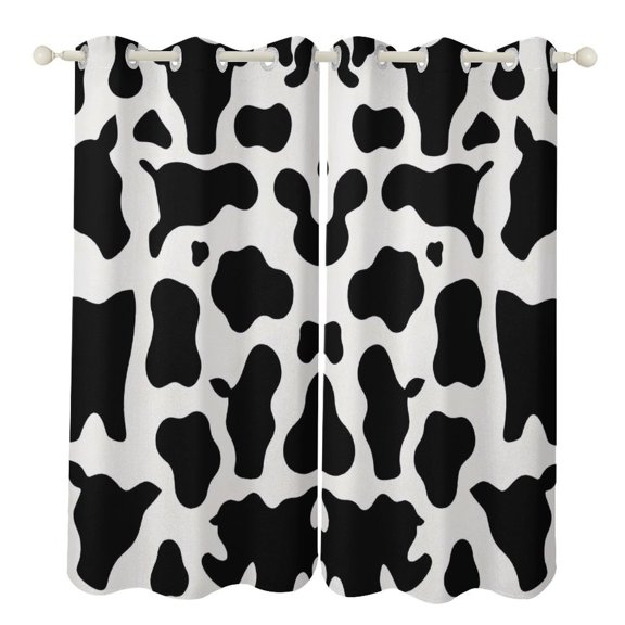52×84in Perforated Curtain Two Symmetrical Pieces Heat Insulation Sun Protection Soft Skin-Friendly And Washable Simple Cow Print Pattern, Vector Art Style_4