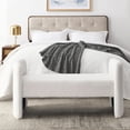 thumbnail image 1 of 52" Accen Upholstered Ottoman, Modern End of Bed Bench with Wooden Frame, Long Teddy Fabric Sofa Couch Bench for Living Room, Entryway, Bedroom, White, 1 of 7