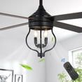 thumbnail image 1 of 48" Black Industrial Cage Ceiling Fan 6 Speed Reversible Motor with Remote Control and Light Kit 4 Blades 6 Speed, 1 of 13