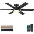 thumbnail image 1 of 52" Black Low Profile Ceiling Fans with Lights and Remote, Modern Flush Mount Ceiling Fans with Quiet DC Motor, 6 Speeds Reversible, 1 of 5