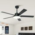 thumbnail image 1 of 52" Modern Black DC Motor Smart Ceiling Fan with Integrated Light and Remote Control, 1 of 16