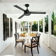 52 Black Outdoor Ceiling Fan with Remote Control, 3 ABS Blades, 6Speed