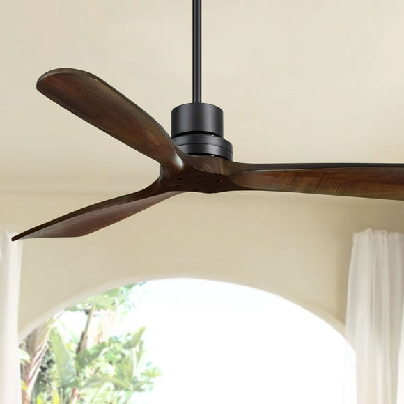 52" Casa Vieja Delta-Wing DC Industrial Indoor Outdoor Ceiling Fan with Remote Control Matte Black Dark Walnut Damp Rated for Patio Exterior House Home