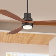 52" Casa Vieja Delta-Wing DC Modern Indoor Outdoor Ceiling Fan with LED Light Oil Rubbed Bronze Solid Wood Damp Rated for Patio Exterior House Home