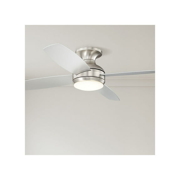 52" Casa Vieja Elite Modern Hugger Indoor Ceiling Fan with Dimmable LED Light Remote Control Brushed Nickel Opal Glass for Living Room Kitchen House