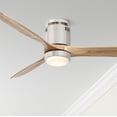 thumbnail image 1 of 52" Casa Vieja Modern Hugger Indoor Ceiling Fan with Light LED Remote Brushed Nickel Natural Solid Wood Carved Blades for Living Room, 1 of 7