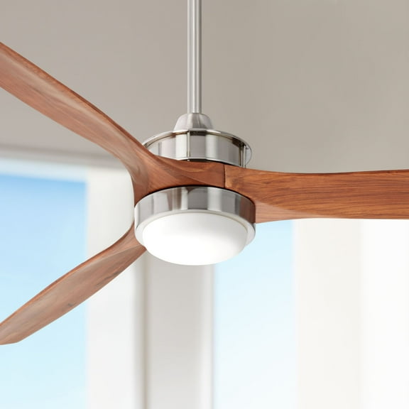 52" Casa Vieja Modern Indoor Ceiling Fan with Light LED Brushed Nickel Carved Wood for Bedroom Kitchen Living Room Family Dining