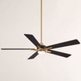 thumbnail image 1 of 52" Casa Vieja Modern Indoor Outdoor Ceiling Fan with Dimmable LED Light Remote Control Soft Brass Black Damp Rated for Patio Exterior House Porch, 1 of 12