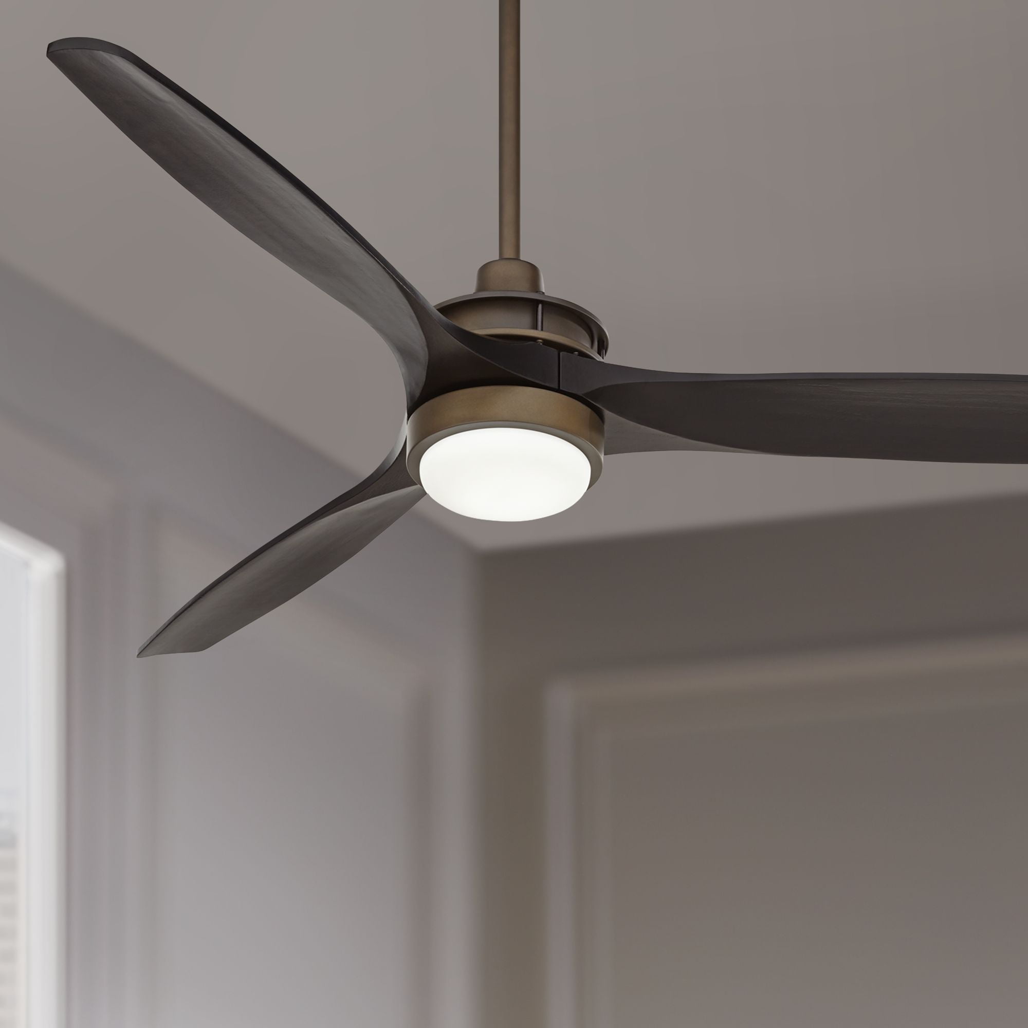 52" Oil Rubbed Bronze Matte Black Wood Indoor Ceiling Fan with LED Light and Remote