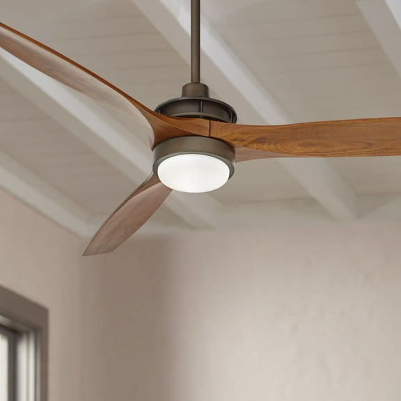 52" Casa Vieja Rustic Farmhouse 3 Blade Indoor Ceiling Fan with Dimmable LED Light Remote Control Oil Rubbed Bronze Walnut Wood for Living Room House