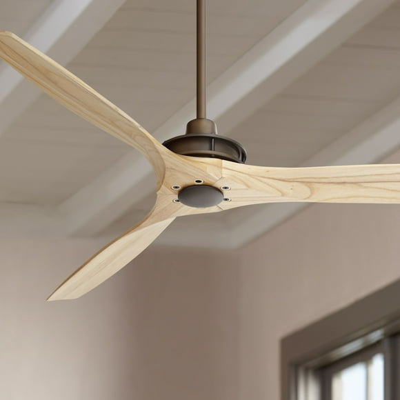 52" Casa Vieja Rustic Farmhouse 3 Blade Indoor Ceiling Fan with Remote Oil Rubbed Bronze Natural Solid for Living Kitchen House Bedroom Family Dining