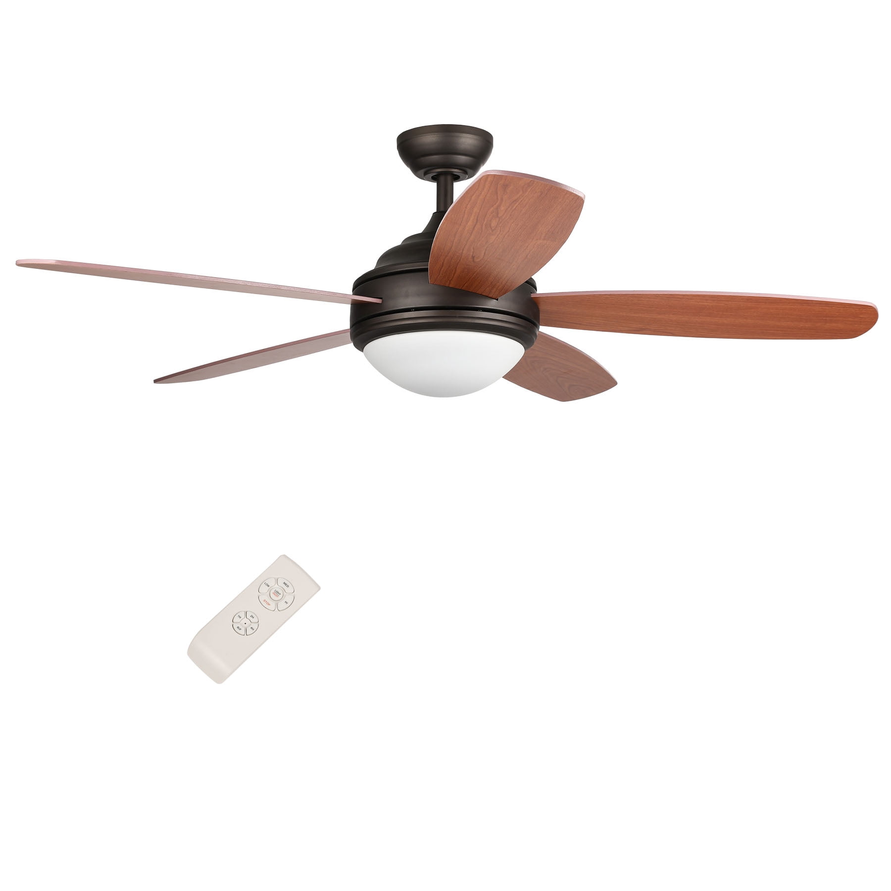 52" Ceiling Fan Five Cherry/Teak Plywood Blades LED Light Kit, Bronze Finish