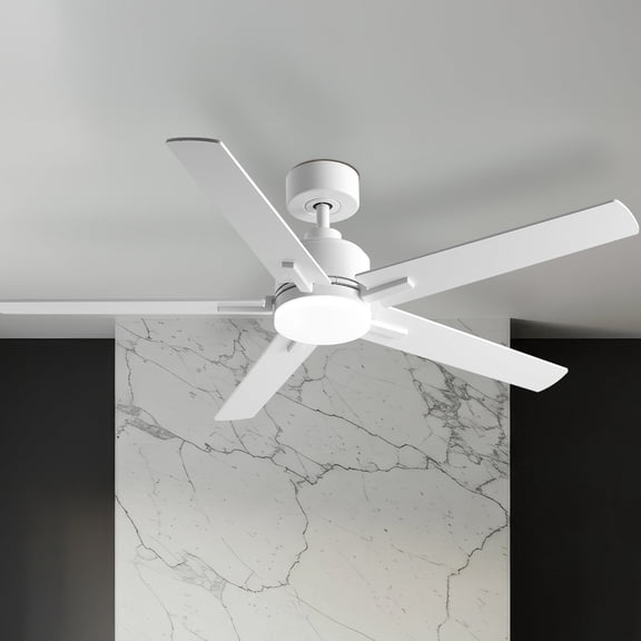 52" Ceiling Fan with Light, Reversible DC Motor 6-Speed Quiet Operation, Dimmable LED & Low Profile Design for Bedroom/Living Room, Black