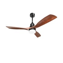 52"Ceiling Fan with Light and Remote 3 Solid Wood Blades Ceiling Fan with 6-Speed Reversible DC Motor