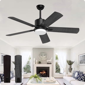 52'' Ceiling Fan with Light and Remote Control, 6-Speed Reversible DC Motor, 5 Wood Fan Blades