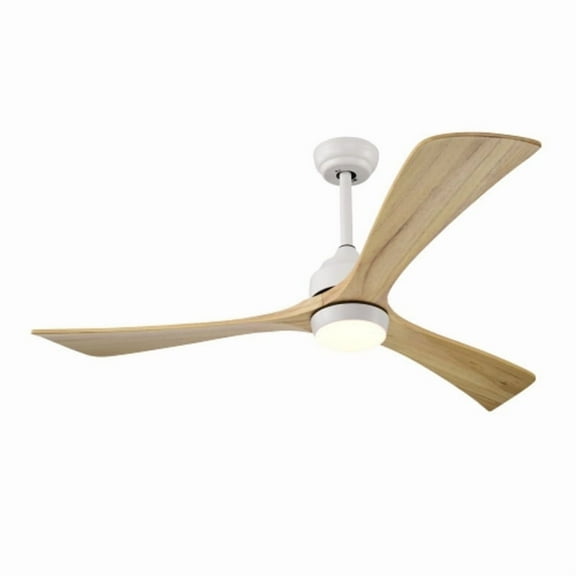 52" Ceiling Fan with Lights Remote,Quiet DC Motor 3 Blade, 6 Speed,Reversible, for Patio Living Room, Bedroom, Office,Indoor.(White +Natural)