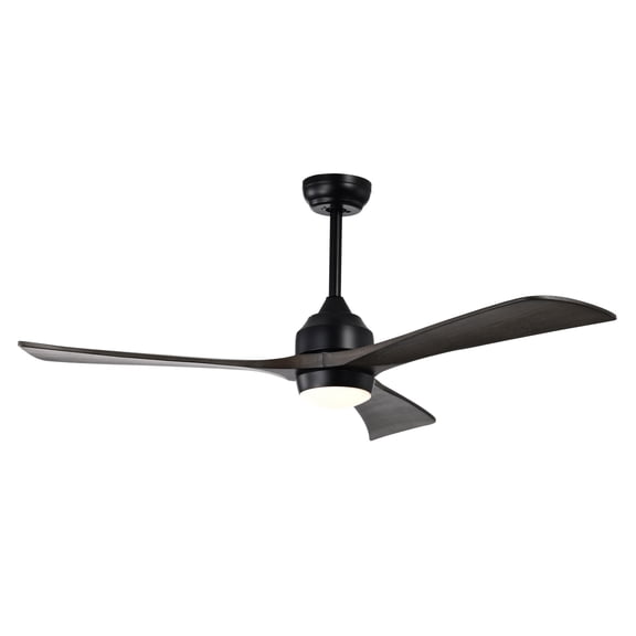 52" Ceiling Fan with Remote Control & Lights, Quiet DC Motor, 6-Speed Reversible Blades for Living Room, Bedroom, Office (Matte Black + Black Walnut)