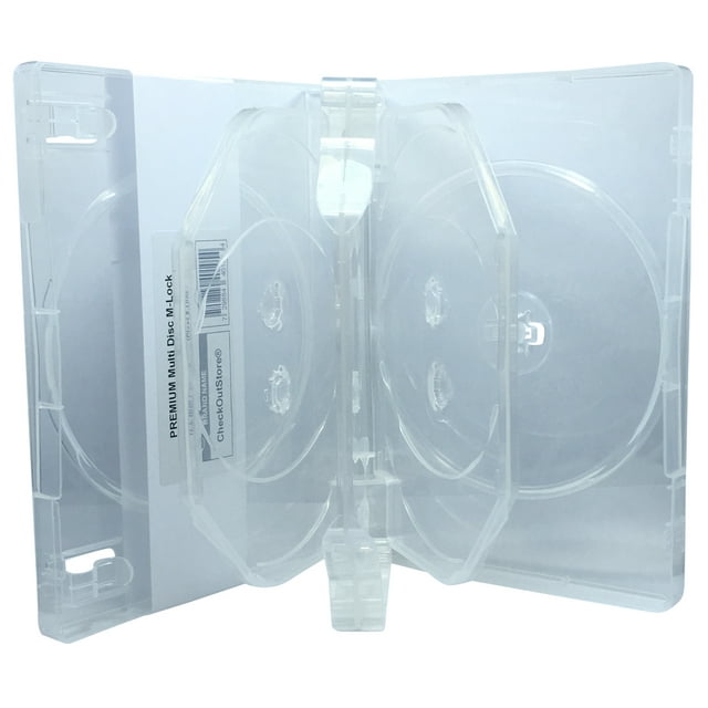 (52) CheckOutStore Premium Multi Disc with Patented M-Lock Hub DVD Cases (8 Disc - Clear)