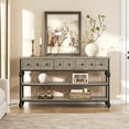 thumbnail image 1 of 52" Console Table, Entryway Console Sofa Table, Behind Couch Table, Entryway Table with 3 Drawers, 3 Tier Sofa Table, Open Shelf Behind Couch Table for Hallway, Living Room, Metal Roman Column, 1 of 9