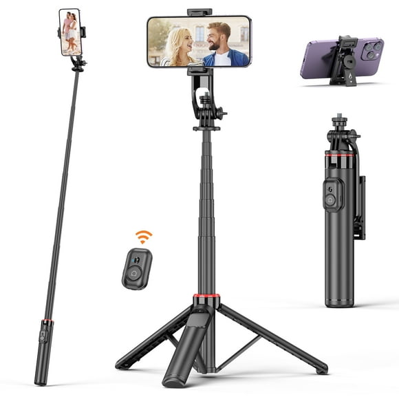 SelfieShow 52" Extendable Selfie Stick Tripod, Smartphone Tripod Stand with Detachable Wireless Remote & Phone Holder 360 Rotate PortableTravel Tripod, Compatible with Iphone 15/14/Samsung/Android