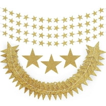 52 Feet Reflective Star Paper Garland,Bexikou Glitter Star Garland Decoration,Twinkle Little Star Party Garlands Glitter for Wedding Birthday Baby Bridal Shower Engagement Decor