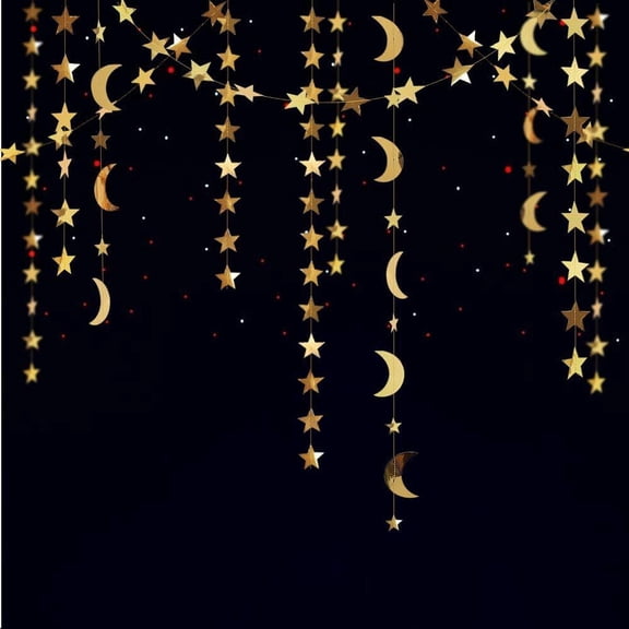 Star Moon Flower Paper String Garland, 52 feet Hanging Decoration, for Wedding Festival Party