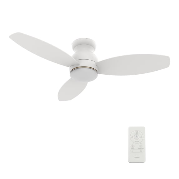 52" Flush Mount Indoor Ceiling Fan with Light and Remote for Living Room Office