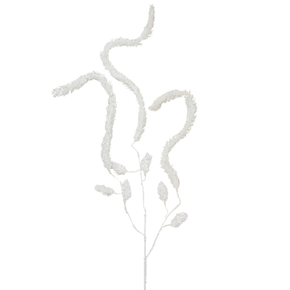 Northlight 52" White and Silver Glittered Weeping Christmas Pine Spray